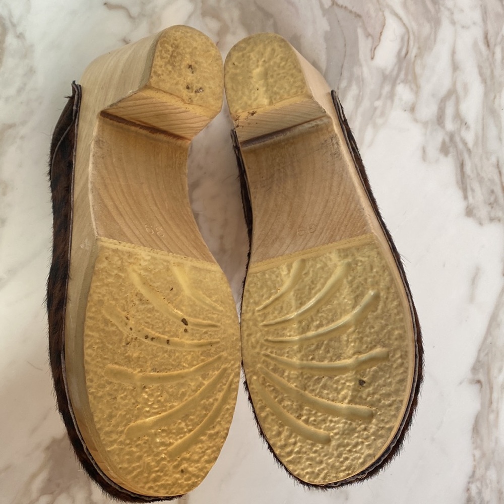 No. 6 High Heel Clogs Espresso Pony Leopard Brown Size 39 - Picture 6 of 8